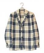 LARDINIラルディーニ）の古着「チェック柄シルクテーラードジャケット」｜グレー×ベージュ