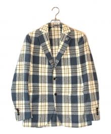 LARDINI（ラルディーニ）の古着「チェック柄シルクテーラードジャケット」｜グレー×ベージュ