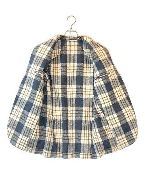 LARDINI（ラルディーニ）LARDINI (ラルディーニ) チェック柄シルクテーラードジャケット グレー×ベージュ サイズ:44の古着・服飾アイテム