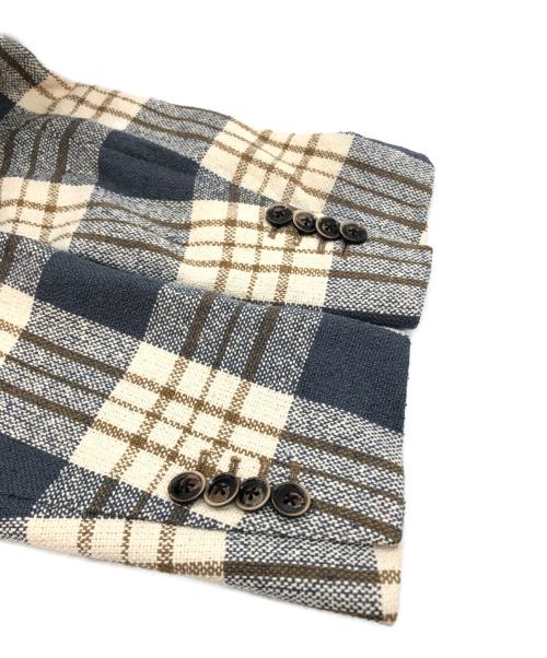LARDINI（ラルディーニ）LARDINI (ラルディーニ) チェック柄シルクテーラードジャケット グレー×ベージュ サイズ:44の古着・服飾アイテム