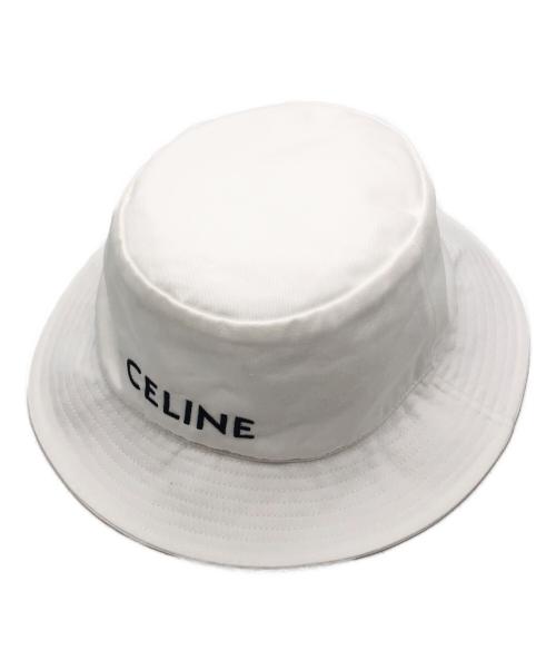 CELINE（セリーヌ）CELINE (セリーヌ) クラシックロゴ バケットハット ホワイト サイズ:Lの古着・服飾アイテム
