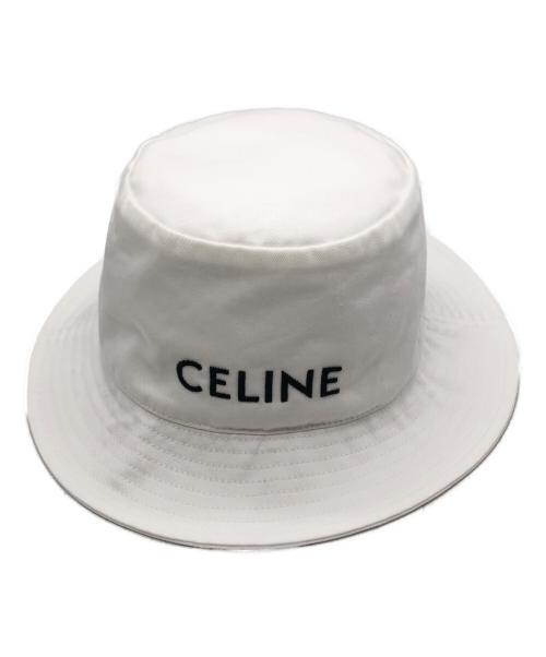 CELINE（セリーヌ）CELINE (セリーヌ) クラシックロゴ バケットハット ホワイト サイズ:Lの古着・服飾アイテム