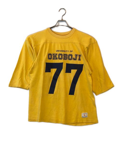 Champion（チャンピオン）Champion (チャンピオン) 両面プリントフットボールTシャツ イエロー サイズ:LARGEの古着・服飾アイテム