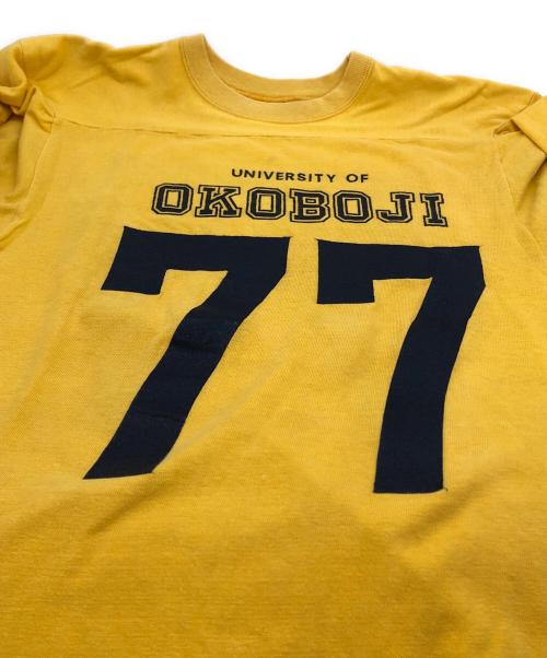 Champion（チャンピオン）Champion (チャンピオン) 両面プリントフットボールTシャツ イエロー サイズ:LARGEの古着・服飾アイテム