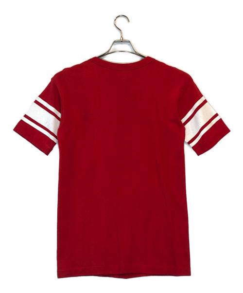 Champion（チャンピオン）Champion (チャンピオン) フットボールTシャツ レッド サイズ:LARGEの古着・服飾アイテム
