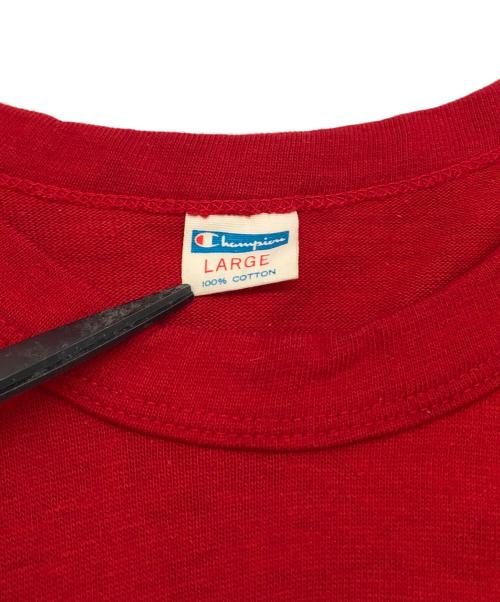Champion（チャンピオン）Champion (チャンピオン) フットボールTシャツ レッド サイズ:LARGEの古着・服飾アイテム