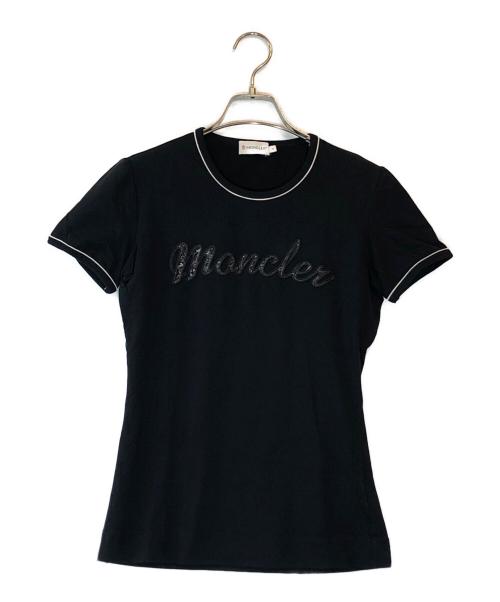 MONCLER（モンクレール）MONCLER (モンクレール) 筆記体ロゴ 刺繍 Tシャツ ブラック サイズ:Sの古着・服飾アイテム