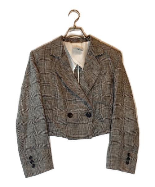 Whim Gazette（ウィムガゼット）Whim Gazette (ウィムガゼット) リネングレンチェックジャケット グレー サイズ:Fの古着・服飾アイテム