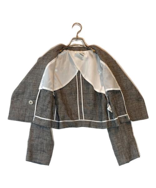 Whim Gazette（ウィムガゼット）Whim Gazette (ウィムガゼット) リネングレンチェックジャケット グレー サイズ:Fの古着・服飾アイテム