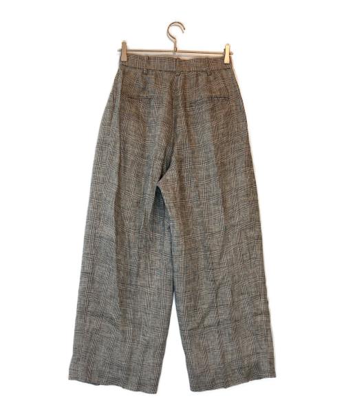 Whim Gazette（ウィムガゼット）Whim Gazette (ウィムガゼット) リネングレンチェックパンツ グレー サイズ:38の古着・服飾アイテム