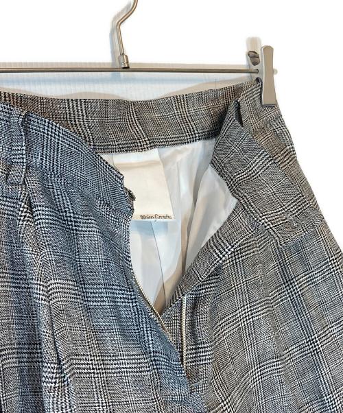 Whim Gazette（ウィムガゼット）Whim Gazette (ウィムガゼット) リネングレンチェックパンツ グレー サイズ:38の古着・服飾アイテム
