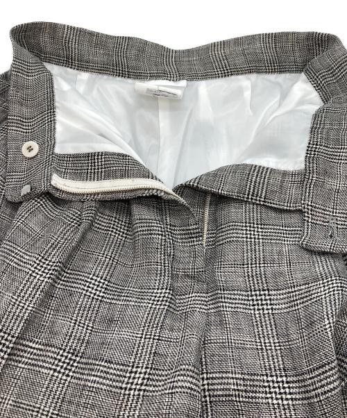 Whim Gazette（ウィムガゼット）Whim Gazette (ウィムガゼット) リネングレンチェックパンツ グレー サイズ:38の古着・服飾アイテム