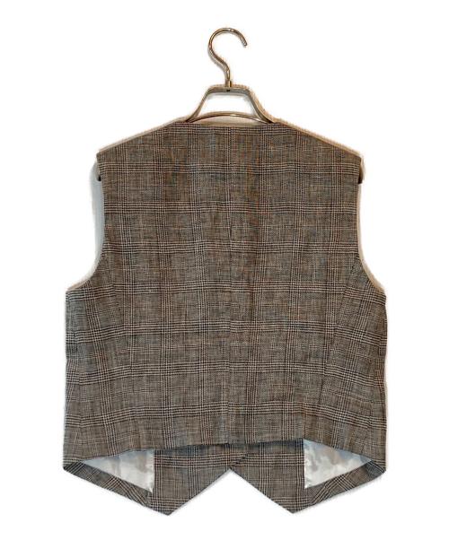 Whim Gazette（ウィムガゼット）Whim Gazette (ウィムガゼット) リネングレンチェックベスト グレー サイズ:Fの古着・服飾アイテム