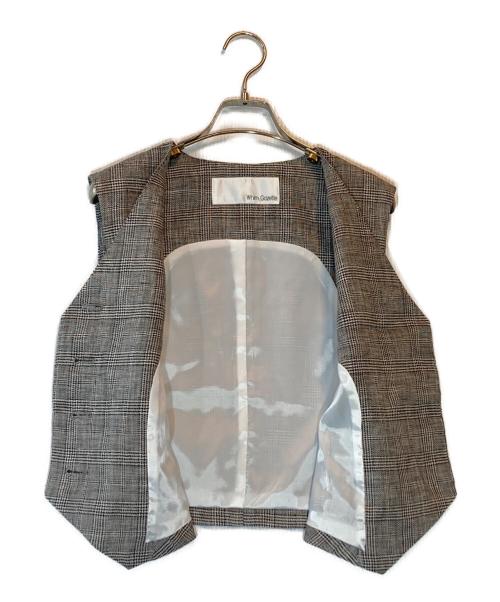 Whim Gazette（ウィムガゼット）Whim Gazette (ウィムガゼット) リネングレンチェックベスト グレー サイズ:Fの古着・服飾アイテム