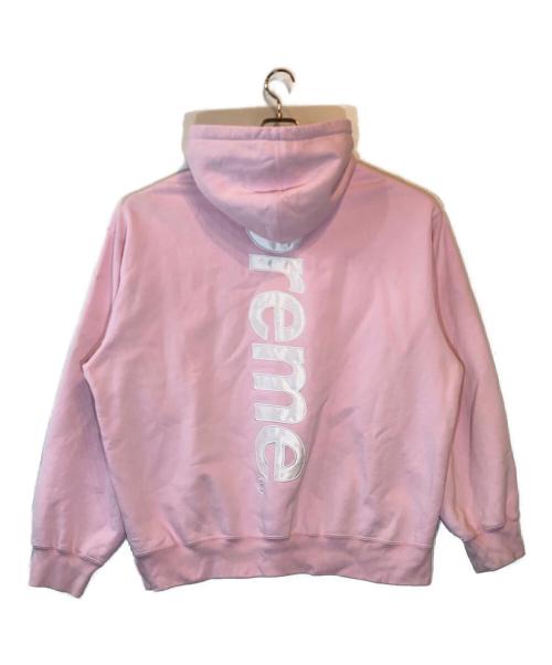 SUPREME（シュプリーム）SUPREME (シュプリーム) satin applique hooded sweatshirt ピンク サイズ:XLargeの古着・服飾アイテム