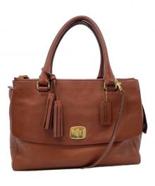COACH（コーチ）の古着「レガシー ハーパー トリプル ジップ サッチェル」｜ブラウン
