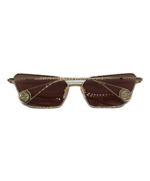 GUCCI（グッチ）GUCCI (グッチ) メタルフレームサングラス ブラウン×ゴールド サイズ:63ㇿ17の古着・服飾アイテム