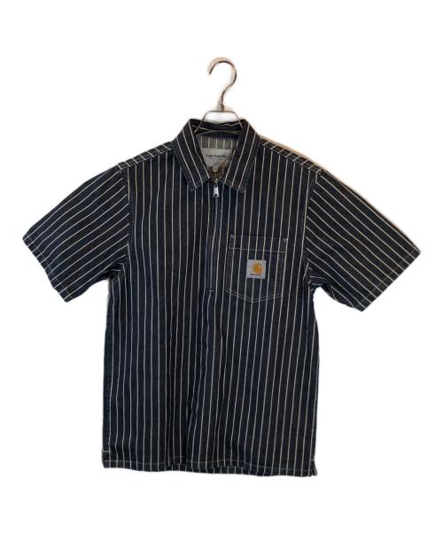 CarHartt（カーハート）CarHartt (カーハート) ヒッコリー ハーフジップカットソー インディゴ サイズ:SIZE XSの古着・服飾アイテム