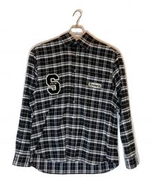 Hysteric Glamour×WIND AND SEA（ヒステリックグラマー×ウィンダンシー）の古着「ワッペンチェックシャツ」｜ブラック