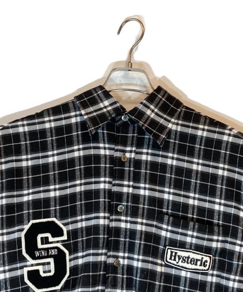 Hysteric Glamour（ヒステリックグラマー）Hysteric Glamour (ヒステリックグラマー) WIND AND SEA (ウィンダンシー) ワッペンチェックシャツ ブラック サイズ:XLの古着・服飾アイテム