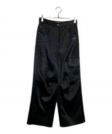 OFFWHITE（オフホワイト）の古着「サテンカットオフパンツ」｜ブラック