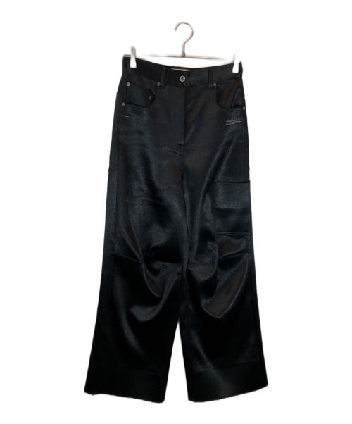 OFFWHITE（オフホワイト）OFFWHITE (オフホワイト) サテンカットオフパンツ ブラック サイズ:SIZE 38の古着・服飾アイテム