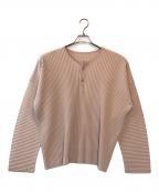 HOMME PLISSE ISSEY MIYAKEオム プリッセ イッセイ ミヤケ）の古着「プリーツ ヘンリーネック カットソー」｜ベージュ
