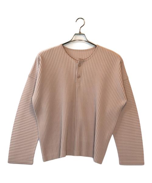 HOMME PLISSE ISSEY MIYAKE（オム プリッセ イッセイ ミヤケ）HOMME PLISSE ISSEY MIYAKE (オム プリッセ イッセイ ミヤケ) プリーツ ヘンリーネック カットソー ベージュ サイズ:２の古着・服飾アイテム