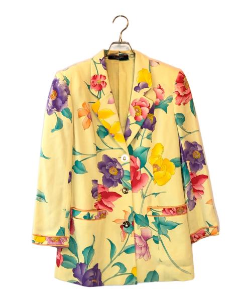 LEONARD PARIS（レオナール パリ）LEONARD PARIS (レオナール パリ) フラワープリントジャケット イエロー サイズ:9ARの古着・服飾アイテム