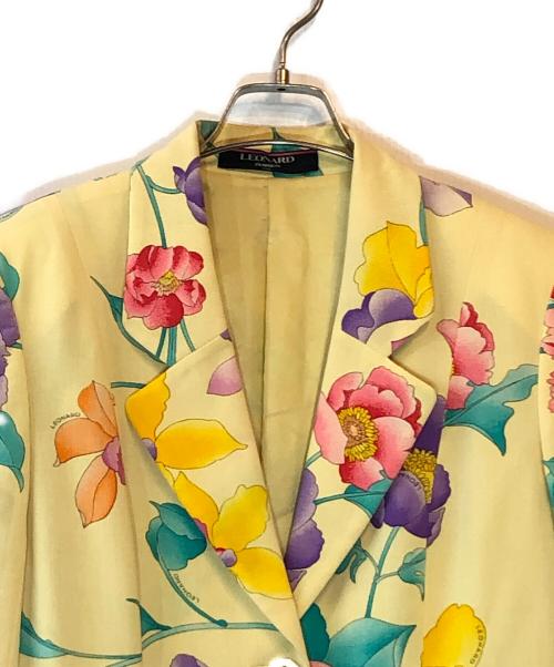 LEONARD PARIS（レオナール パリ）LEONARD PARIS (レオナール パリ) フラワープリントジャケット イエロー サイズ:9ARの古着・服飾アイテム