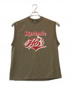 Hysteric Glamourヒステリックグラマー）の古着「HYSTERIC IS HOT ノースリーブTシャツ」｜カーキ