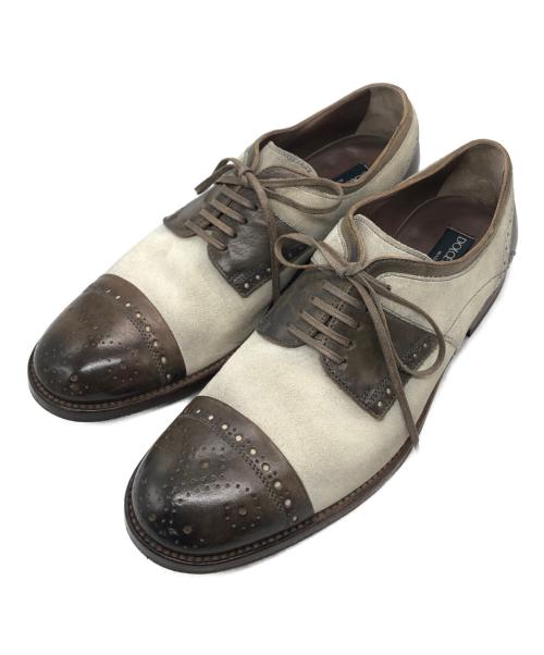 DOLCE & GABBANA（ドルチェ＆ガッバーナ）DOLCE & GABBANA (ドルチェ＆ガッバーナ) レザースウェード切替シューズ ブラウン サイズ:6の古着・服飾アイテム