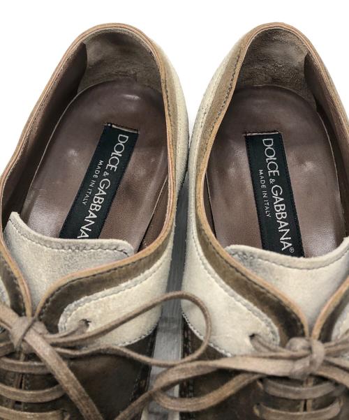DOLCE & GABBANA（ドルチェ＆ガッバーナ）DOLCE & GABBANA (ドルチェ＆ガッバーナ) レザースウェード切替シューズ ブラウン サイズ:6の古着・服飾アイテム