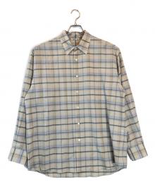 AURALEE（オーラリー）の古着「SUPER LIGHT WOOL CHECK SHIRTS」｜ベージュ