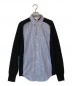 COMME des GARCONS SHIRTコムデギャルソンシャツ）の古着「ニット切替シャツ」｜ブルー×ブラック