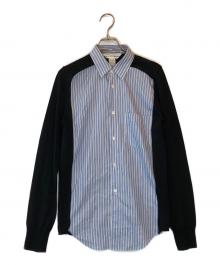COMME des GARCONS SHIRT（コムデギャルソンシャツ）の古着「ニット切替シャツ」｜ブルー×ブラック