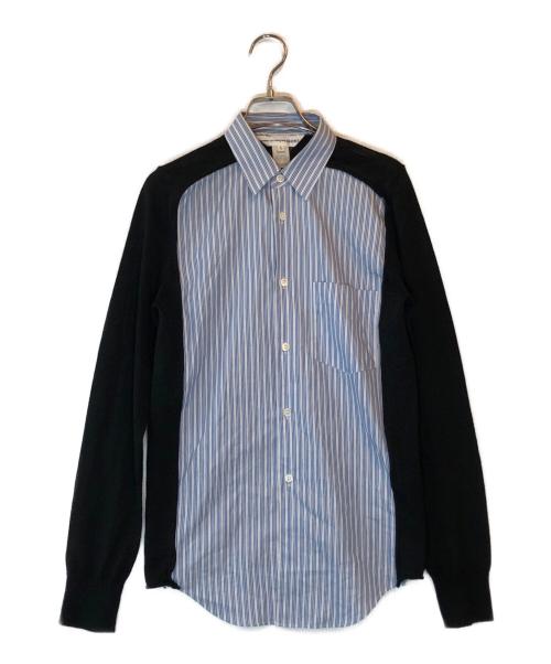 COMME des GARCONS SHIRT（コムデギャルソンシャツ）COMME des GARCONS SHIRT (コムデギャルソンシャツ) ニット切替シャツ ブルー×ブラック サイズ:Sの古着・服飾アイテム