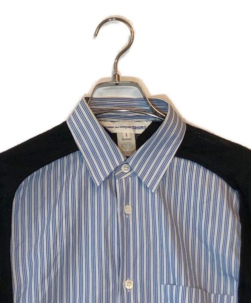 COMME des GARCONS SHIRT（コムデギャルソンシャツ）COMME des GARCONS SHIRT (コムデギャルソンシャツ) ニット切替シャツ ブルー×ブラック サイズ:Sの古着・服飾アイテム