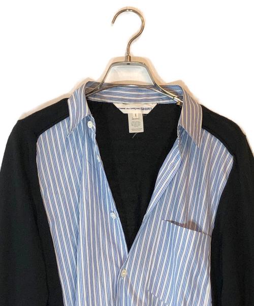 COMME des GARCONS SHIRT（コムデギャルソンシャツ）COMME des GARCONS SHIRT (コムデギャルソンシャツ) ニット切替シャツ ブルー×ブラック サイズ:Sの古着・服飾アイテム