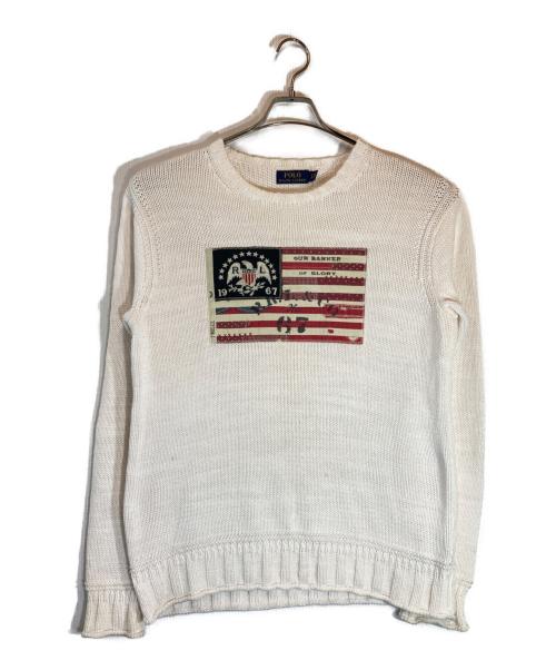 POLO RALPH LAUREN（ポロ・ラルフローレン）POLO RALPH LAUREN (ポロ・ラルフローレン) 星条旗ニット ホワイト サイズ:Sの古着・服飾アイテム