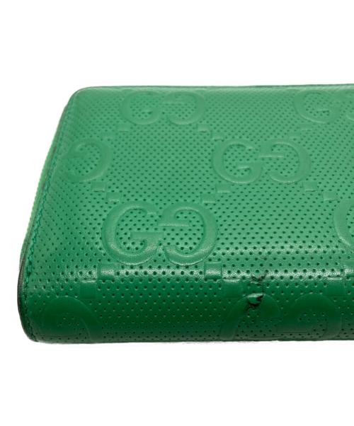 GUCCI（グッチ）GUCCI (グッチ) GG エンボス型押し レザー 長財布 グリーン サイズ:下記参照の古着・服飾アイテム