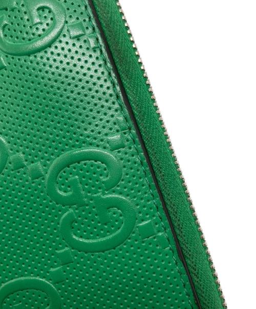 GUCCI（グッチ）GUCCI (グッチ) GG エンボス型押し レザー 長財布 グリーン サイズ:下記参照の古着・服飾アイテム