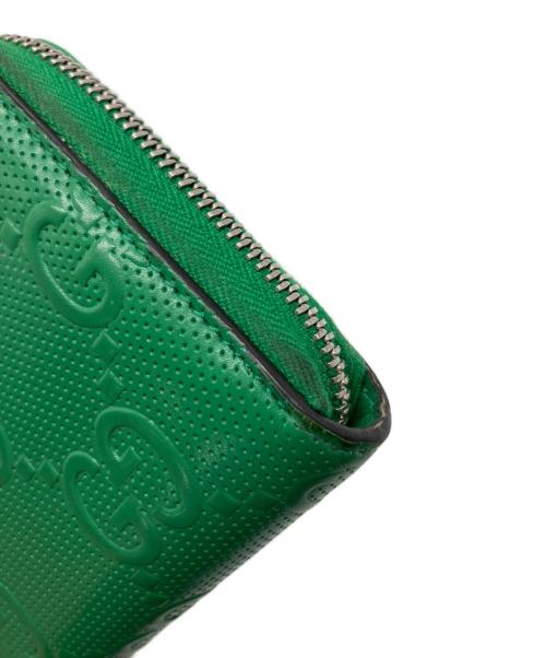 GUCCI（グッチ）GUCCI (グッチ) GG エンボス型押し レザー 長財布 グリーン サイズ:下記参照の古着・服飾アイテム