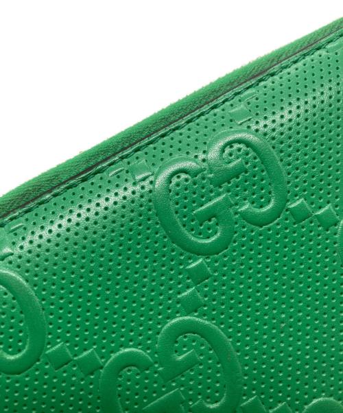 GUCCI（グッチ）GUCCI (グッチ) GG エンボス型押し レザー 長財布 グリーン サイズ:下記参照の古着・服飾アイテム