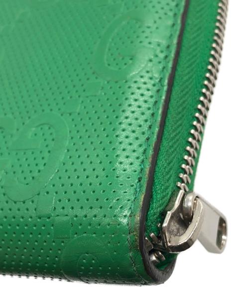 GUCCI（グッチ）GUCCI (グッチ) GG エンボス型押し レザー 長財布 グリーン サイズ:下記参照の古着・服飾アイテム