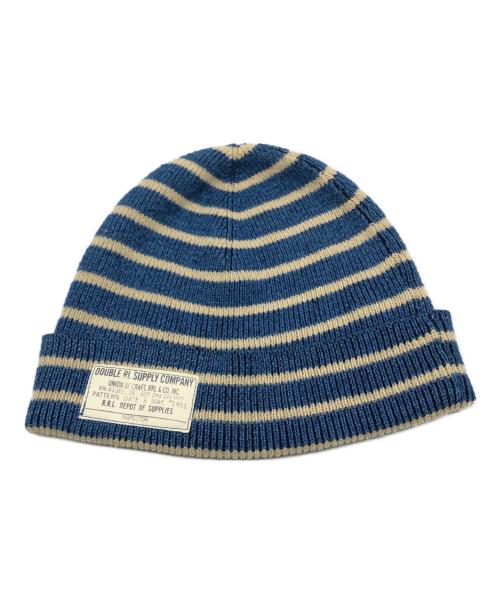 RRL（ダブルアールエル）RRL (ダブルアールエル) コットンワッチキャップ ブルー×アイボリー サイズ:ONE SIZE (46㎝)の古着・服飾アイテム