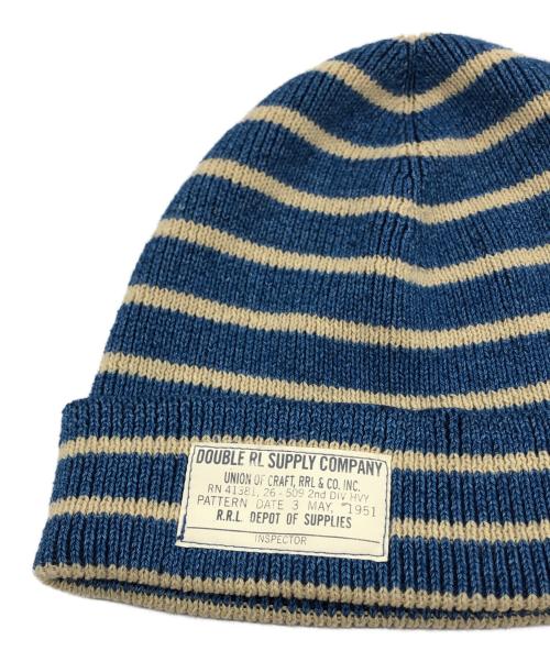 RRL（ダブルアールエル）RRL (ダブルアールエル) コットンワッチキャップ ブルー×アイボリー サイズ:ONE SIZE (46㎝)の古着・服飾アイテム