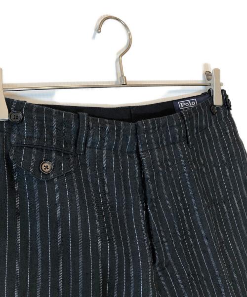 POLO RALPH LAUREN（ポロ・ラルフローレン）POLO RALPH LAUREN (ポロ・ラルフローレン) リネンストライプスラックス ブラック サイズ:28/30の古着・服飾アイテム