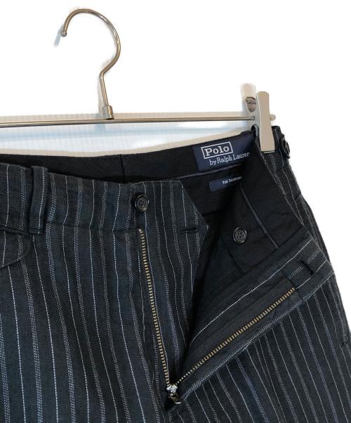 POLO RALPH LAUREN（ポロ・ラルフローレン）POLO RALPH LAUREN (ポロ・ラルフローレン) リネンストライプスラックス ブラック サイズ:28/30の古着・服飾アイテム