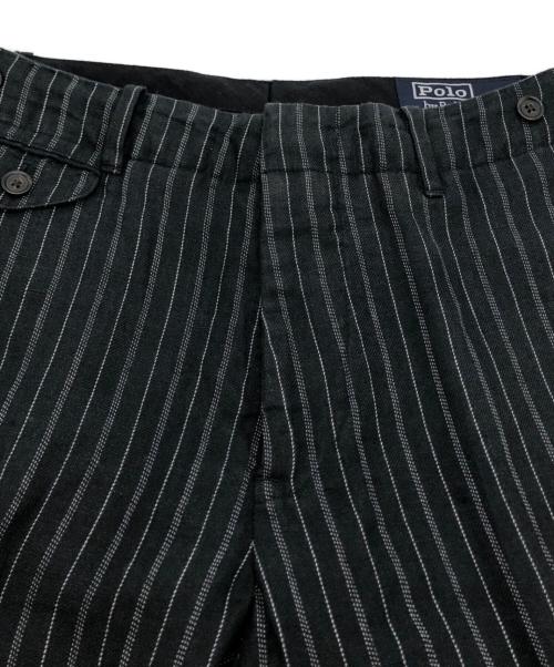 POLO RALPH LAUREN（ポロ・ラルフローレン）POLO RALPH LAUREN (ポロ・ラルフローレン) リネンストライプスラックス ブラック サイズ:28/30の古着・服飾アイテム